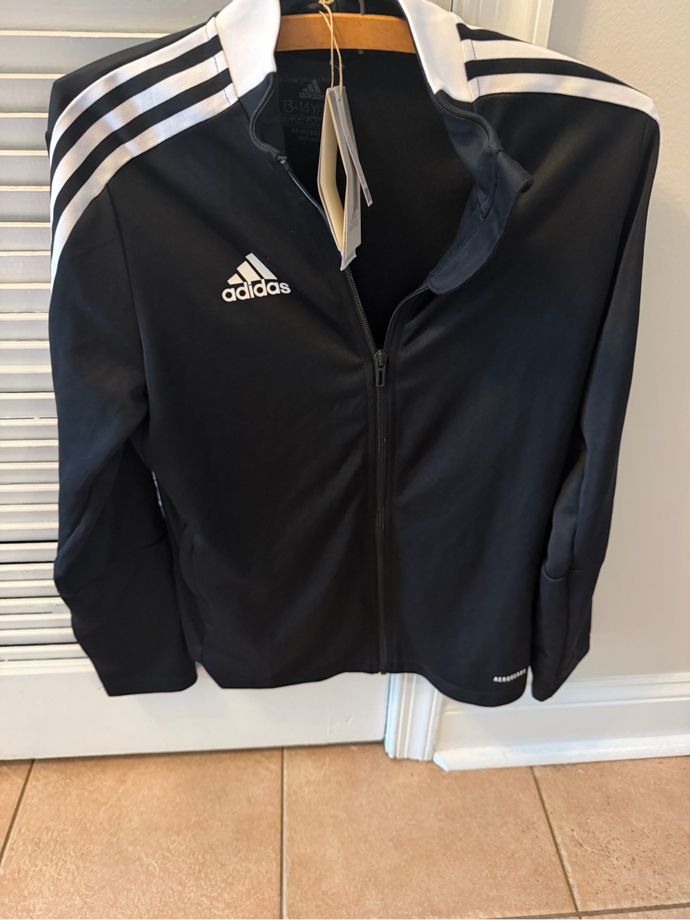 Adidas Track Jacket Mens Large Black Full Zip Aeroready Football Training